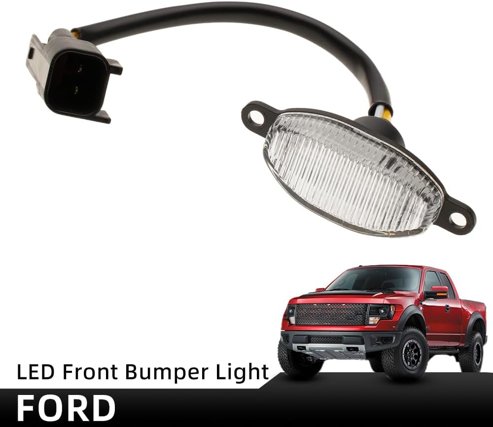 NJSBYL F150 Front Grille Running Light Kits for 2010-2014/2017+ F-ord F150 SVT R.aptor Pickup DRL Daytime Driving Light Kits Lamps F-150 Clear Lens Amber SMD LED Lights