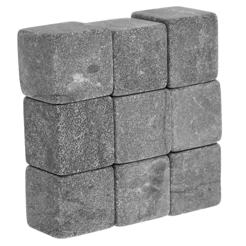 FRCOLOR ウイスキー用冷却ストーン 再利用可能で飲み物の風味を守る均一の花崗岩製アイスキューブ ブラック収納袋付き