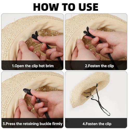 Molain 5 Stück Verstellbare Hutbandclips, Elastische Hüte Abnehmbares Kinnband, Winddichte Hutschnurclips Anti-Verlust-Mützenbandclips für Golfen Bootfahren Angeln Hut Outdoor(schwarz)