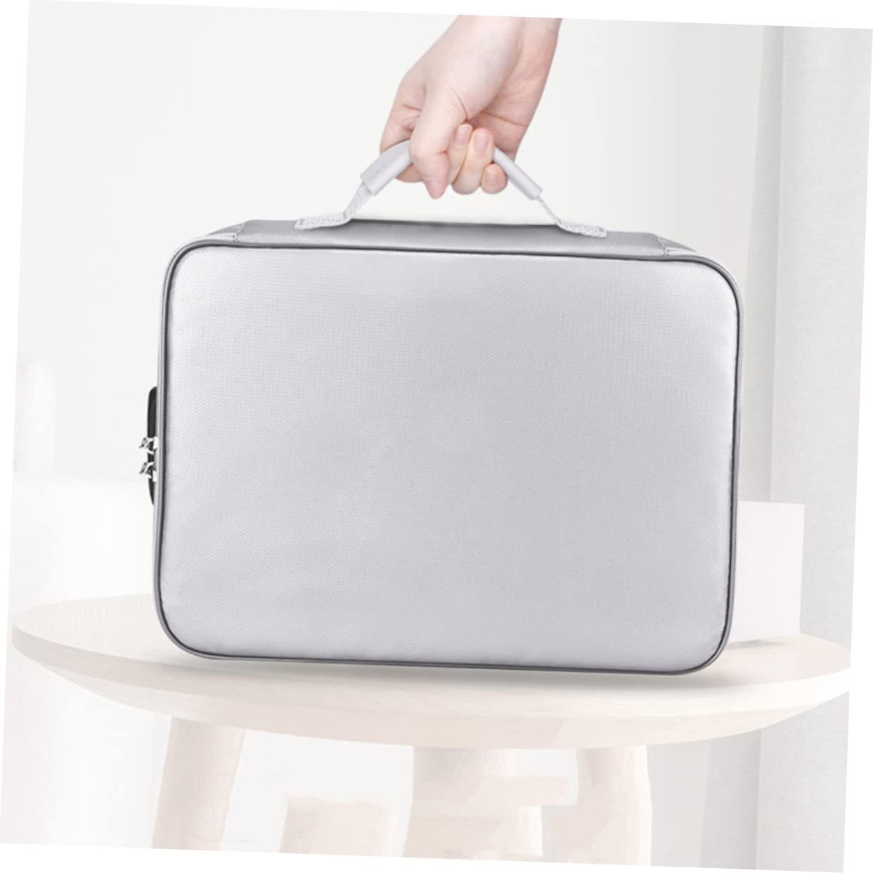 Borsa Portadocumenti Ignifuga, Grande Capacità, Tessuto in Fibra di Vetro al Silicone, Cerniera Scorrevole, per Ufficio e Viaggi