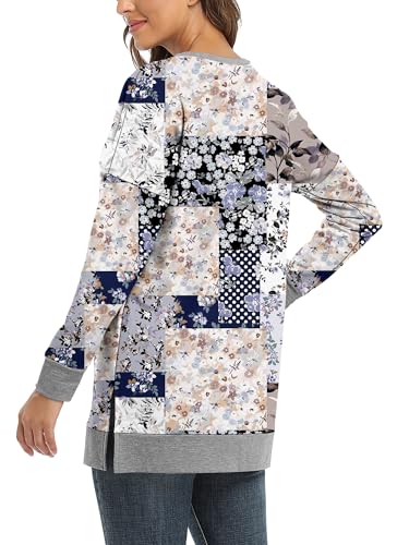 BETTE BOUTIK Women's Drop Long Sleeve Sweatshirts Casual Crewneck Tunic Tops Sweartshirts With Side Slits S-3XL