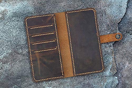 Personalized removable magnetic distressed leather wallet cover magnet case compatible with iPhone 16 Pro Max wallet4
