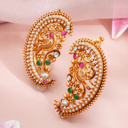 Image of Rubans Ear Cuff Jhumka Earrings Indian Ethnic Jewellery Gift for Women & Girls