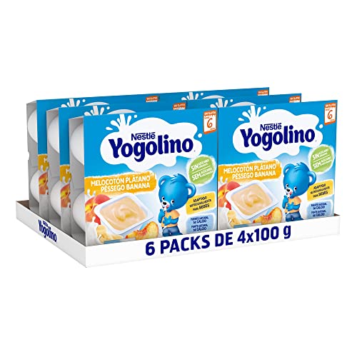 YOGOLINO NESTLÉ Melocotón Plátano, a partir de los 6 meses, Pack de 6 (4x100g)