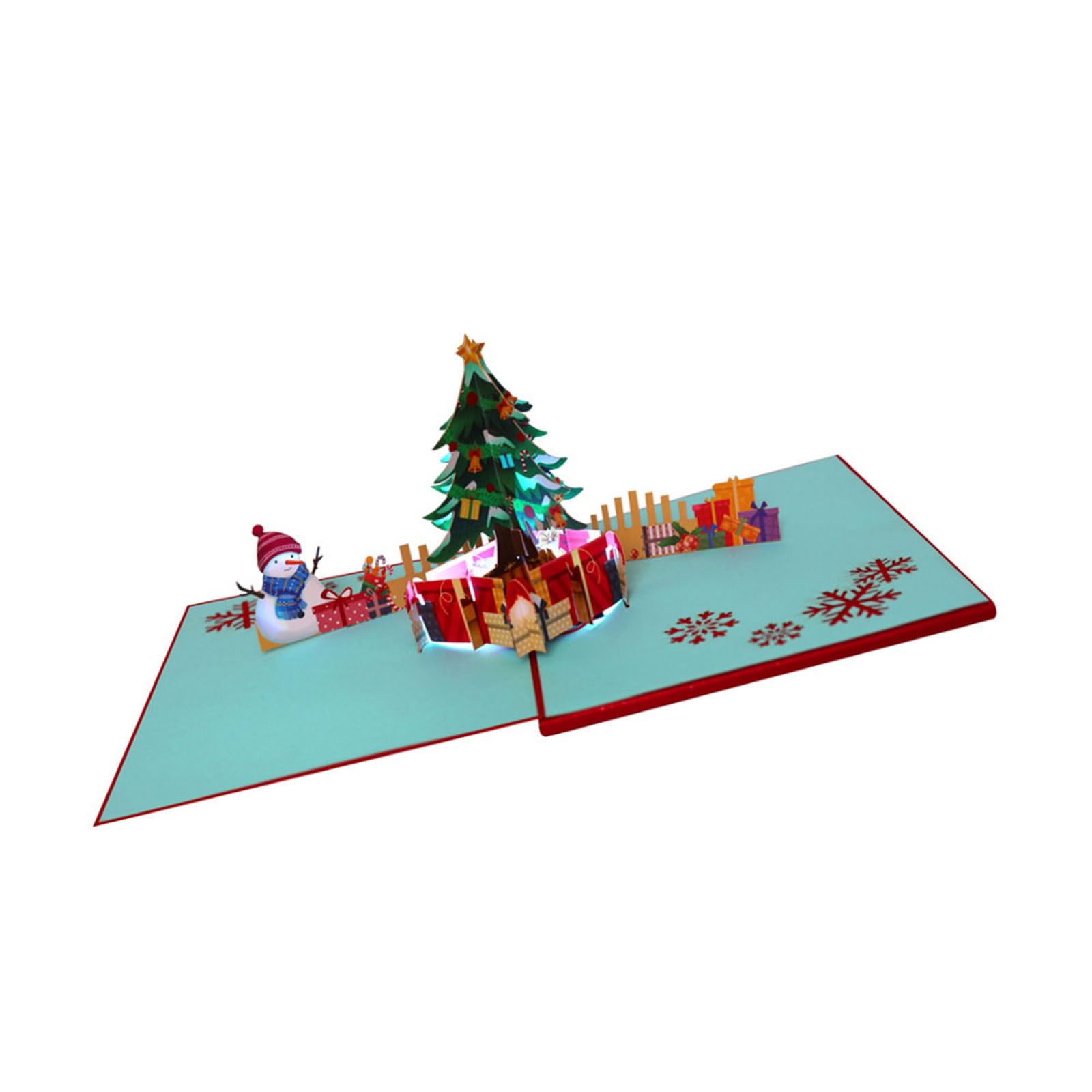 yanwuwa Beautiful 3D Christmas Card with Glowing Lights and Holiday Music Unique Seasonal Greeting Card for Lover Festival Christmas Decorations