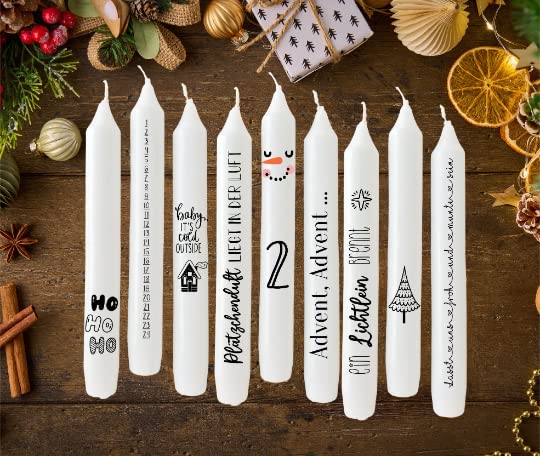 DIN A4 WEIHNACHTEN Tattoofolie - ADVENT - für Kerzen/Keramik