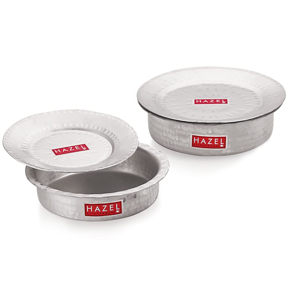 HAZEL Aluminium Langdi Patila Pot With Lid Hammered Finish Round Bottom Boiling Tope Vessels Bhagona Dekchi, Set of 2, 1700 ML, 2100 ML (B0983WRFT7) Amazon Price History, Amazon Price Tracker