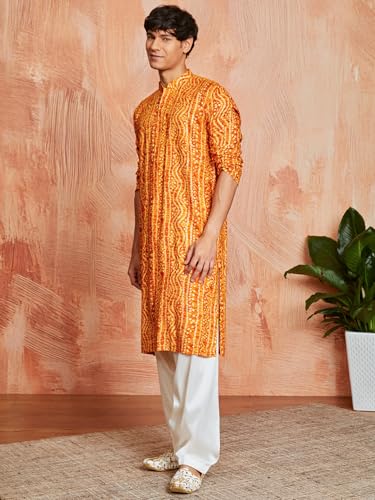 Image of VASTRAMAY Men's Bandhani Rayon Kurta & Patiyala Set