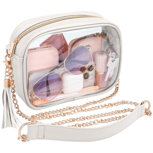 Image of PACKISM Clear Bag for Stadium Events - Small Clear Purse Crossbody Bag | Adjustable Wide Strap, 2 Easy Access Pockets, Thick 0.5mm PVC, for Sports Game Day Concerts Festival, Women Clear Stadium Bag