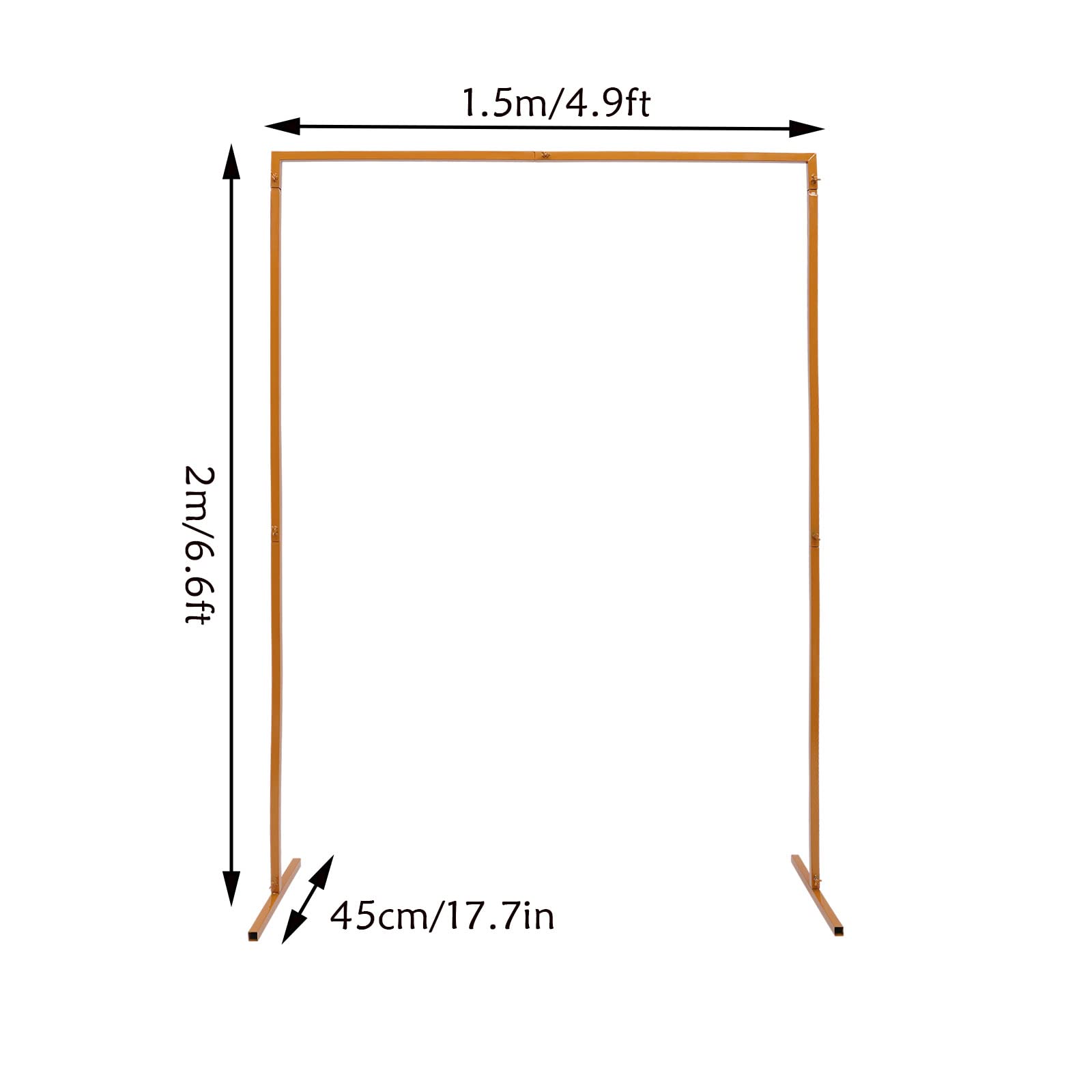 2m x 1,5 m Arches de Mariage Rectangulaires, Cadre en Métal Doré pour Arche de Nariage, Cadre de Fleurs, Arche de Jardin en Métal doré pour Anniversaire, Fête, Banquet