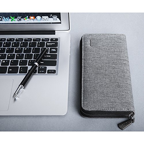 WOOLALA Mens Wallet Waterproof Canvas Zipper Arrounded Large Capacity Accordion Folded Cash Cards Phone Holder Long Wallet3