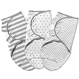 CuddleBug Swaddles for Newborns (3-Pack) - 100% Cotton Velcro Baby Swaddles 0-3 Months, Machine Washable Newborn Sleep Sacks, Snug Baby Swaddle Blanket (Spots & Stripes)