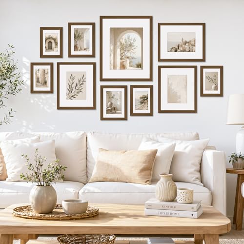 Image of 6 Pack 5x7 Frames, Mat for 4x6 Photos, Shatter HD Plexiglass | Removable mat fits two photo sizes, slim frame with stand for horizontal & vertical tabletop & wall mount