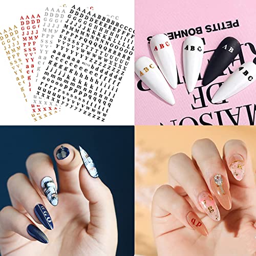 Jmeowio Letters Nail Art Stickers Decals 8 Sheets 3D Self Adhesive Designer English Alphabet Nail Art Design Diy Nail Decoration For Women Girls thumb #4