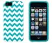 DandyCase 2in1 Hybrid High Impact Hard Aqua & White Chevron Pattern + Silicone Case Case Cover For Apple iPhone 5S & iPhone 5 (not 5C) + DandyCase Screen Cleaner