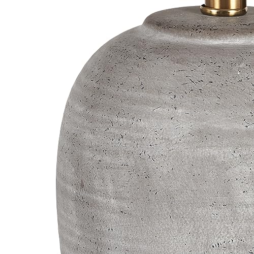 Image of Nourison Home 23 inch Rustic Brown (Gray Undertones) Ceramic Pot Table Lamp for Bedroom, Living Room, Dining, Home Office, Entryway