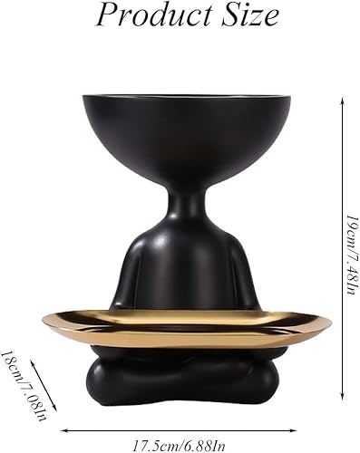 Miniatura 4 de KAMWD Bandeja de joyería negra creatividad, escritorio de lujo, estatuas de decoración del hogar, cuenco para llaves para mesa de entrada,