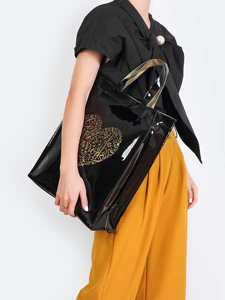Borsa donna Borsa Da Donna Riutilizzabile In Pvc Borsa Eco-Compatibile Da Donna London Shopper Bag Bag Di Grandi Dimensioni Borsa A Tracolla Impermeabile,Modo
