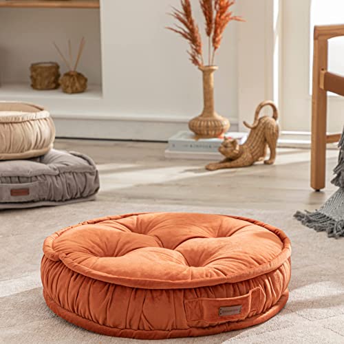 Fodera Cuscino Da Pavimento Rotonda In Cotone Vintage Ricamato Patchwork Rosa 55 Cm - Stylo Culture