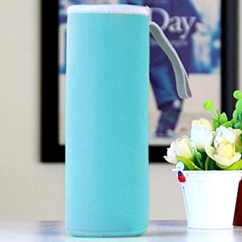 LNIMIKIY Bolsa de Agua Bolsa Caliente Bolsa portátil de Agua Botella de Agua Aislamiento térmico Bolsa Senderismo Correr Copa de Vidrio Bolsa Protectora 1PC 360ML / 550ML # 25(360MLAzul Cielo)