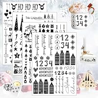 Rub On Sticker Weihnachten, 4 Stück A5 Advent Rub On Sticker, Advent Rub Ons Transferaufkleber, Rub On Aufkleber, DIY Weihnachtsdeko Stickers, für Tassen, Keramik, Möbel, Fotoalbum (B)