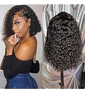LUMIERE Hair Deep Wave 4X4 Lace Closure Human Hair Wigs for Black Women 16 Inch 100% Unprocessed ...
