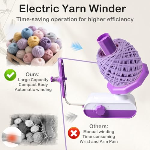 Enrouleur de fil électrique automatique violet pour machine à crocheter sans effort