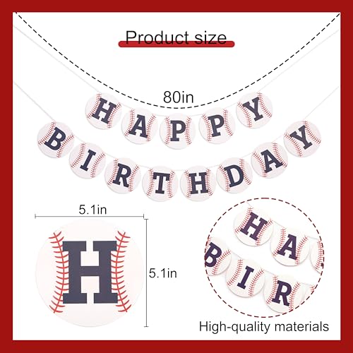 Image of Baseball Happy Birthday Banner,Baseball First /1st Birthday Decoration | Rookie Of The Year Banner,Sporty Birthday Decor