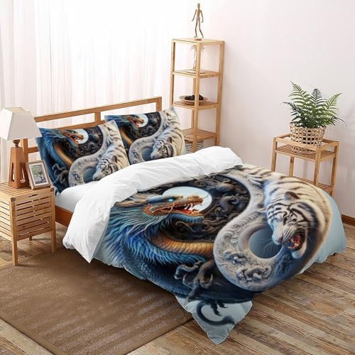 Housse de couette animaux 3D 200x200 cm microfibre zippée pour lit - 2