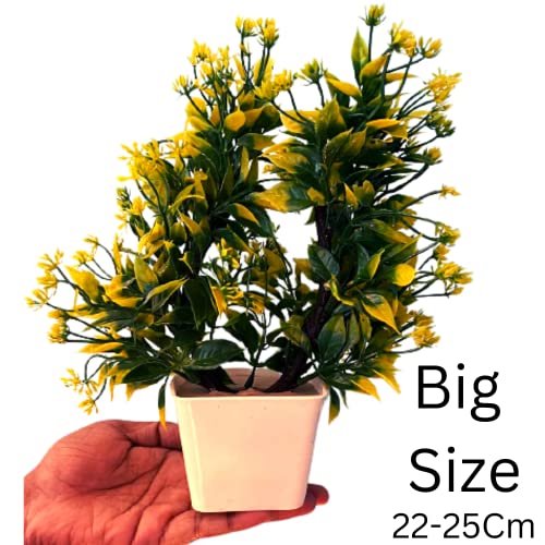 Image of Artificial Plants for Home Decor with Pot Big Size 25CMs Artificial Forest Bonsai Plant with Plastic Pot for Home Decoration Office Table Greenery Room Fake Plants - Great for Home Or Office Decoration or Birthday Gift - 2Set (Design1)
