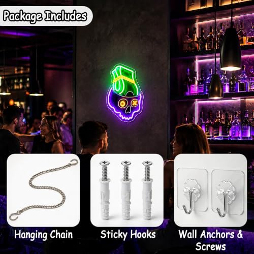 Image of Money Neon Sign for Wall Decor Dimmable Skull Led Neon Light Sign