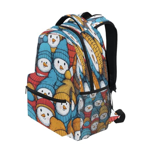 School Backpack Bookbags Travel Schoolbag Colorful Snowman Hat for Teens Girls Boys3