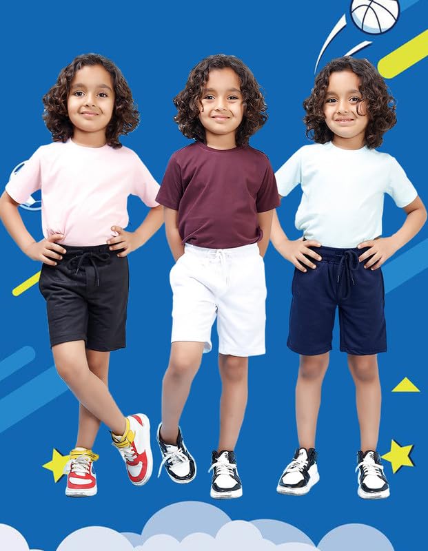 Image of Nusyl Solid & Printed Cotton Blend Shorts for Boys | Comfortable Casual Shorts | Soft Breathable Fabric with Elastic Waistband | Relaxed Fit | 2-16 Years | Multiple Colors