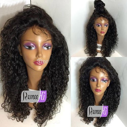 Cheveux naturels indiens Remy bouclés perruques Full Lace Wig