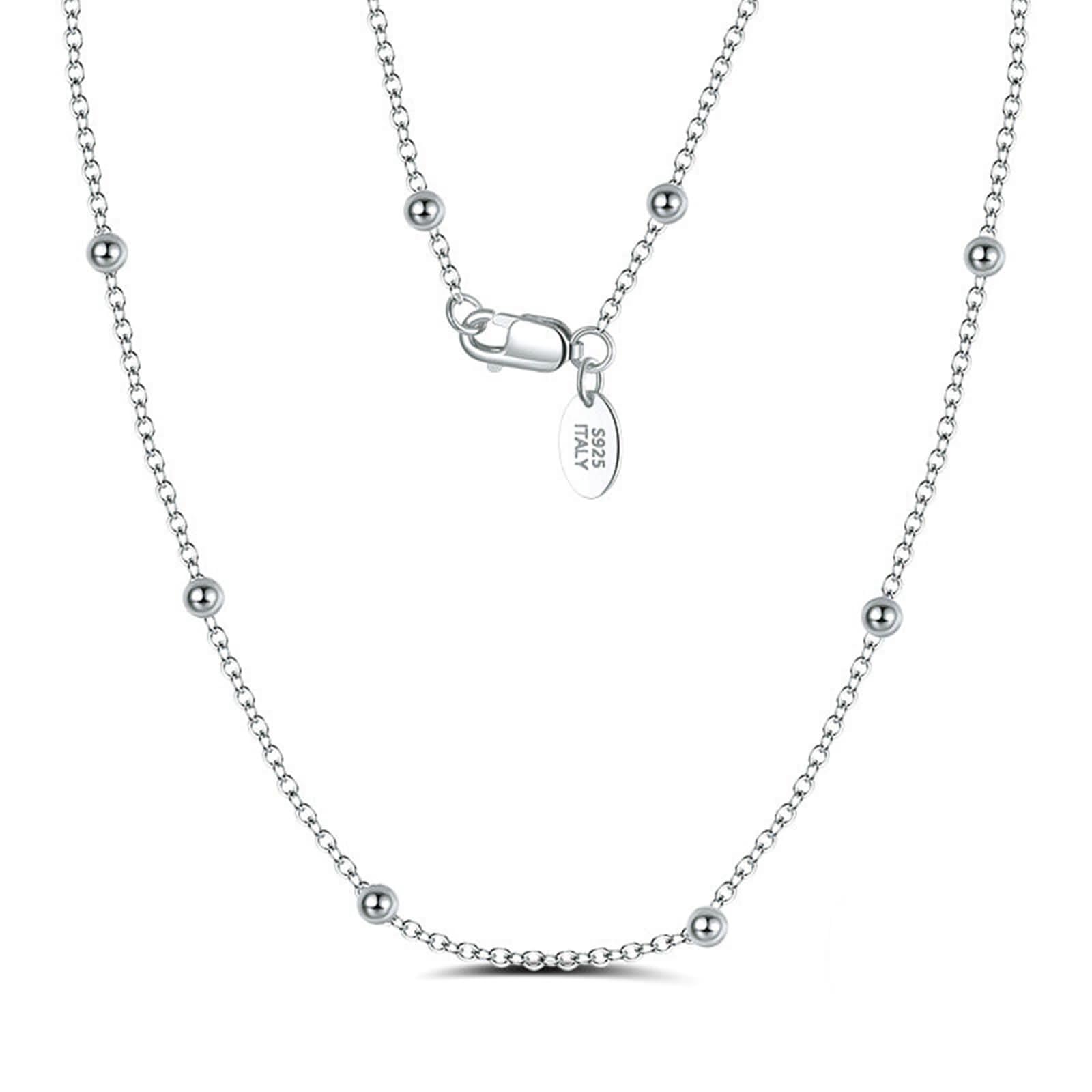 Collana Catenina Argento Donna,Catenella Collana in Argento Sterling 925 Donna Catena Rolo 1.4MM con Perline Donna Catene Collana Argento