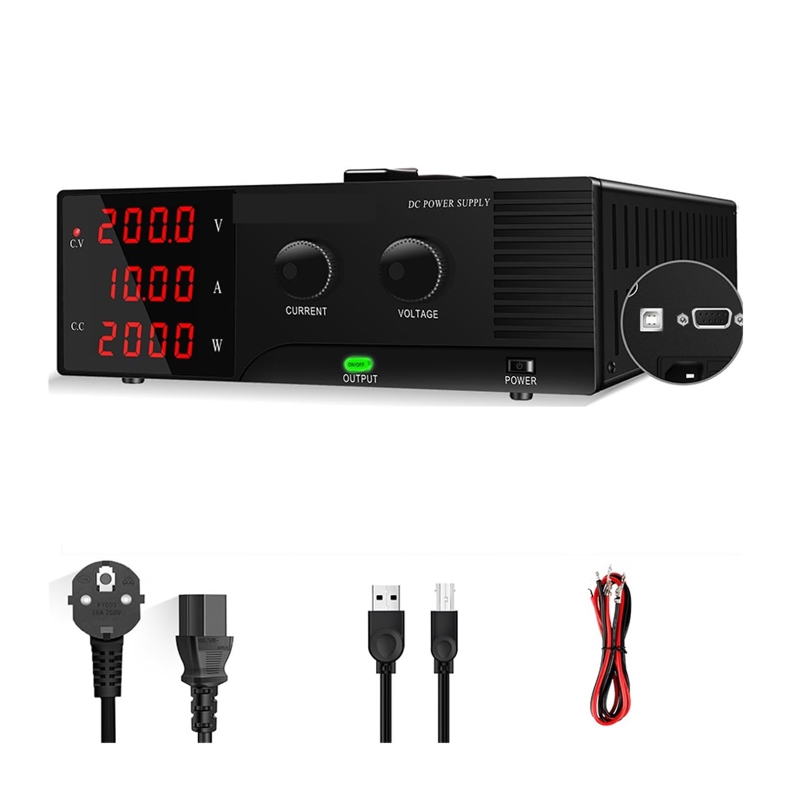 BALYDLUL 30V 100A Bench DC Power Supply,RS232/USB Software Program Control,80V 20A 200V 10A 15V100A 60V 30A,60A(150V 10A 1500W,AC 220V)