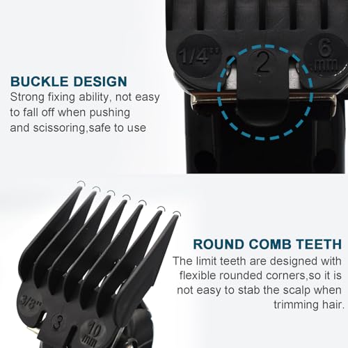 10 Stück Trimmer Aufsätze, Haarschneidemaschine Aufsätze, Haarschneider Aufsatz Set, Haar Clipper Guide Limit Kamm Set 1,5mm bis 25mm für Wahl Meisten Haarschneidemaschinen(Schwarz)