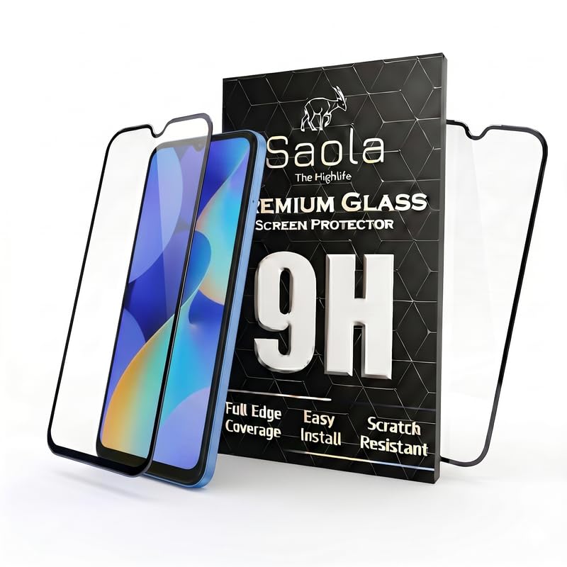 Image of Saola HD Clear Tempered Glass for Tecno Spark 10 | High Strength 9H Protection, Smooth Touch, Full Coverage Screen Guard, 2-Step Installation Kit | Quick & Easy Application (Pack of 2)