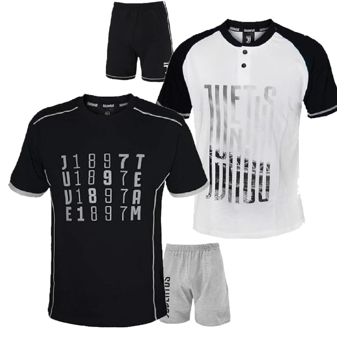 Pigiama Juve Maglietta e Pantaloncini Abbigliamento Tifosi Juventus FC Pigiama Bianco Nero Tifosi Juventini PS 30060