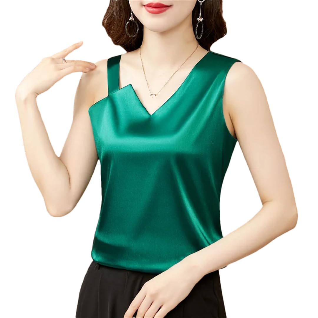 Donne Irregolare V-Collo Crop Slim Tinta unita Senza Maniche Top Canotte