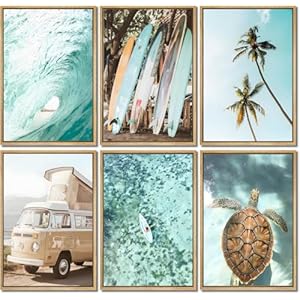 Laywhq Coastal Beach Wall Art Summer Ocean Surf Tropical Canvas Wall Decor Summer Nautical Palm Tree Turtle Surfboard Bus Room Paintings Prints Posters for Bedroom Living Room Set of 6 8x10in Unframed Laywhq Coastal Beach Wall Art Summer Ocean Surf Tropical Canvas Wall Decor Summer Nautical Palm Tree Turtle Surfboard Bus Room Paintings Prints Posters for Bedroom Living Room Set of 6 8x10in Unframed