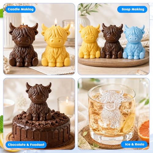 Molde 3D de silicona para hielos mini vaca brown miniatura 4