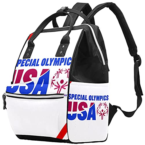 WJJSXKA Mochilas Bolsa de pañales Laptop Notebook Mochila de viaje Senderismo Daypack para Mujeres Hombres - Juegos Olímpicos Especiales de EE. UU.