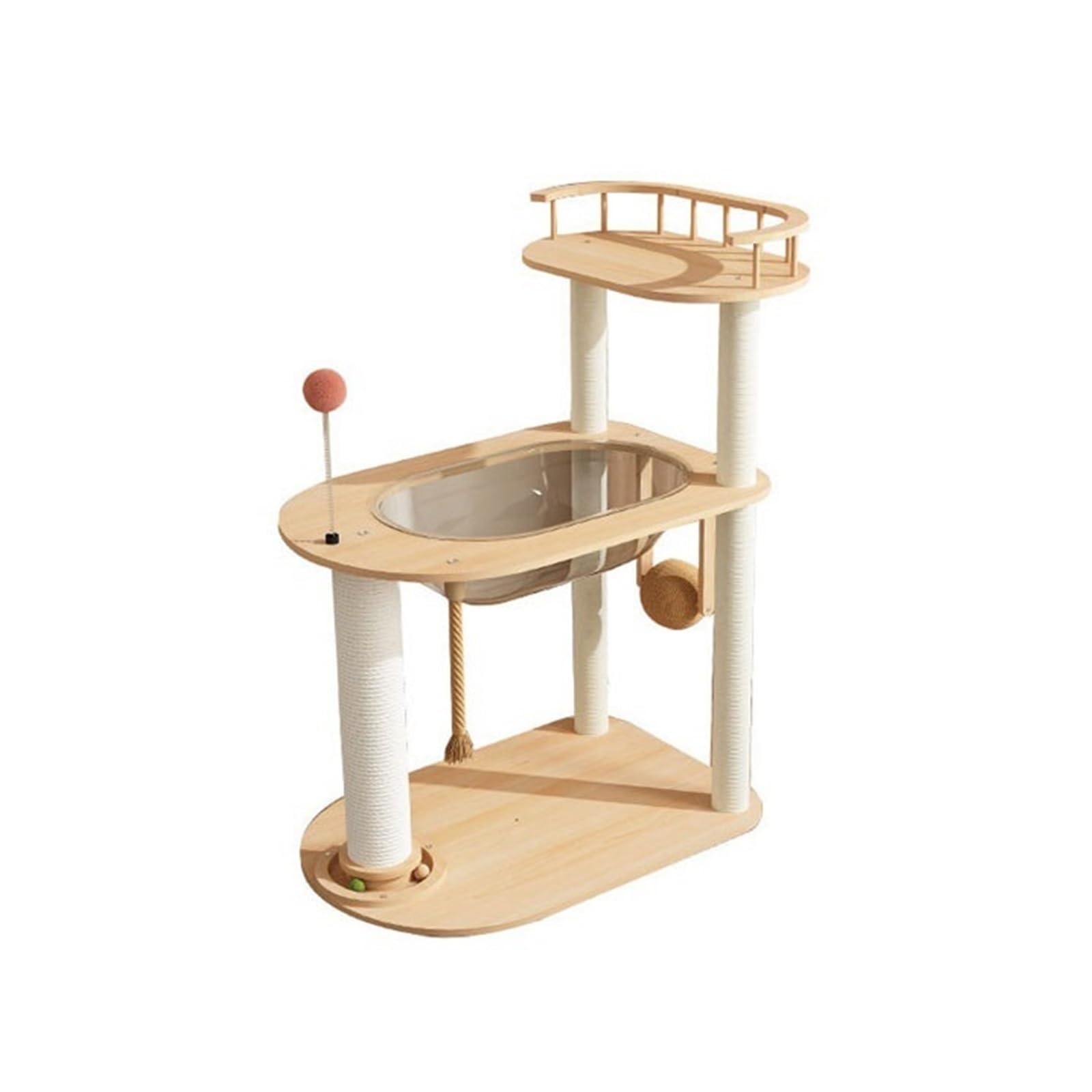 Kratzbaum-Turm Kratzbaum mit Bett, vollständig Sisal umwickelten Säulen und Spielzeugball Für drinnen