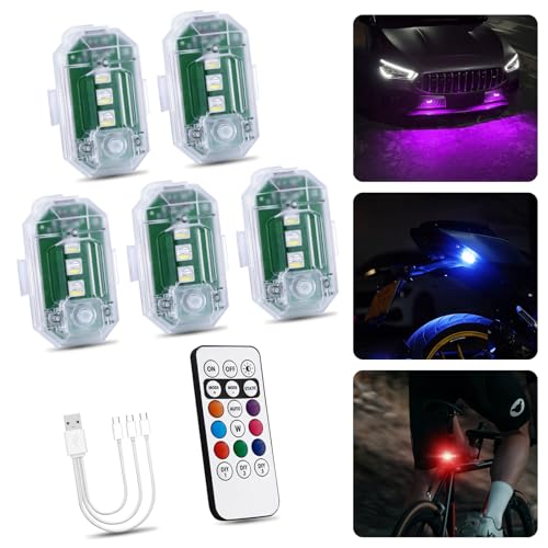Wireless Strobe LED Lights for Trucks Cars Motorcycles Bikes 8 Colors Warning Flashing RGB USB Rechargeable Mini Halloween Pumpkin Decoration 5PCS