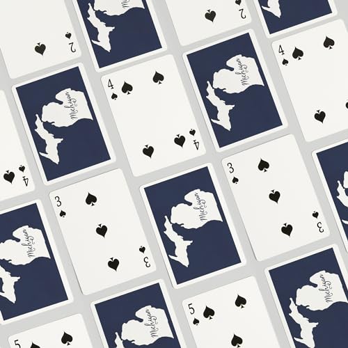 52 Cartas de Poker Michigan White on Navy miniatura 4