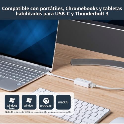 Adaptador USB-C a Ethernet Gigabit RJ45 LAN compatible con Thunderbolt 3 y Linux 3