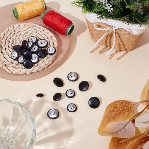 NICENEEDED 40PCS Faux Leather Tuxedo Buttons, Covered Buttons Vintage Coat Button Suit Buttons with Shank - Image 4