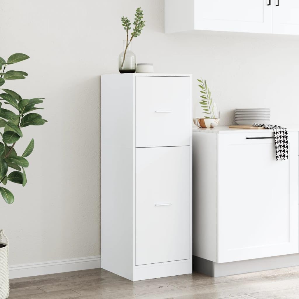 Apothekerschrank Weiß 40x41x118 cm, Holzwerkstoff Küchenschrank, Auszugschrank mit 3 Schubladen, Vielseitiger Stauraum für Zuhause & Büro