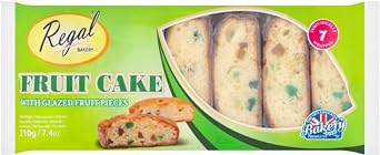 Fruit Cake with Glazed Fruit Pieces, 14 Individually Wrapped Slices, 2 Pack, 210g each